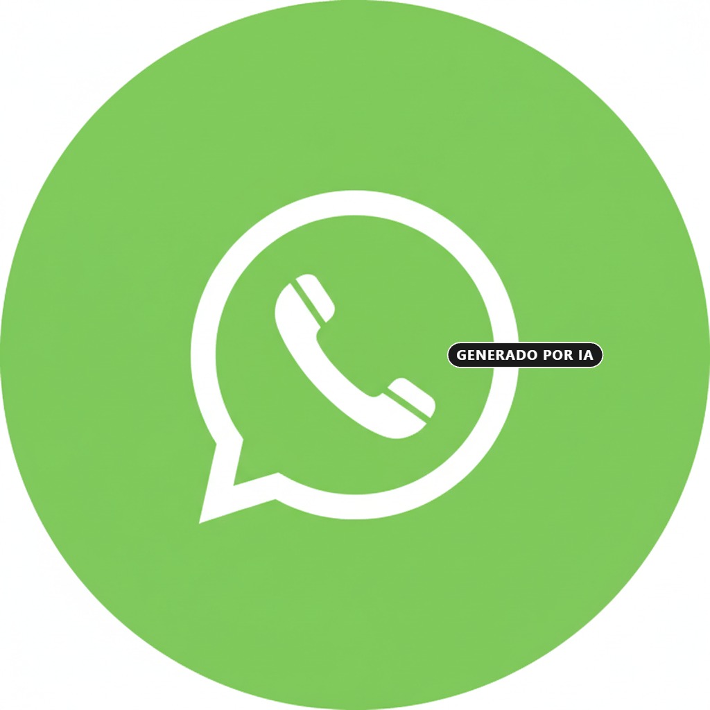 Generada por IA: Icono verde y blanco de WhatsApp que muestra un bocadillo de diálogo con un teléfono en su interior.